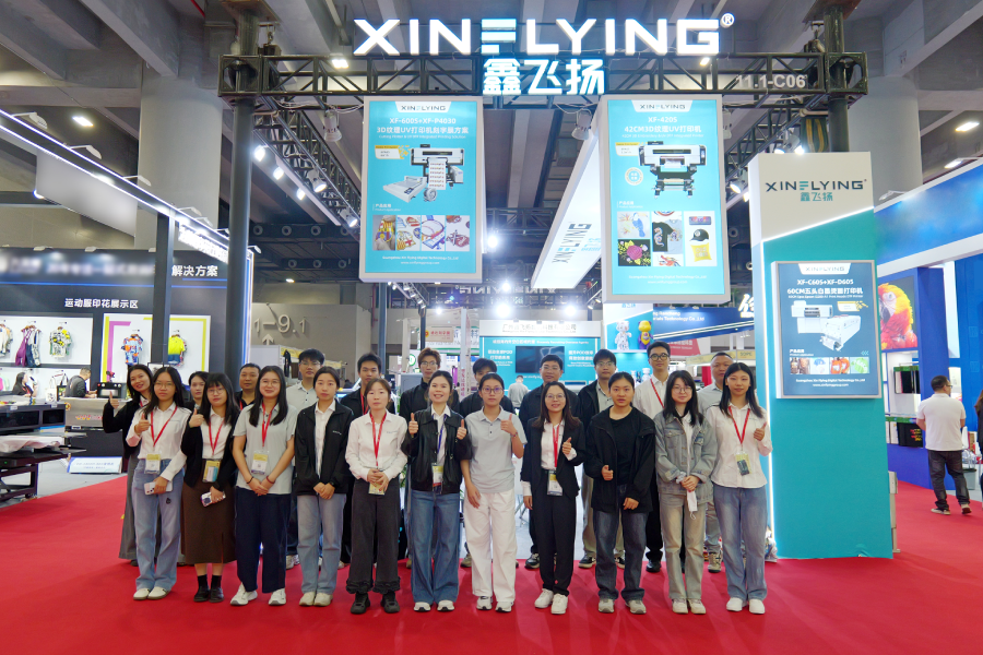 UV DTF printer with automatic laminating system exhibition