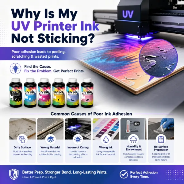 uv printer ink not sticking